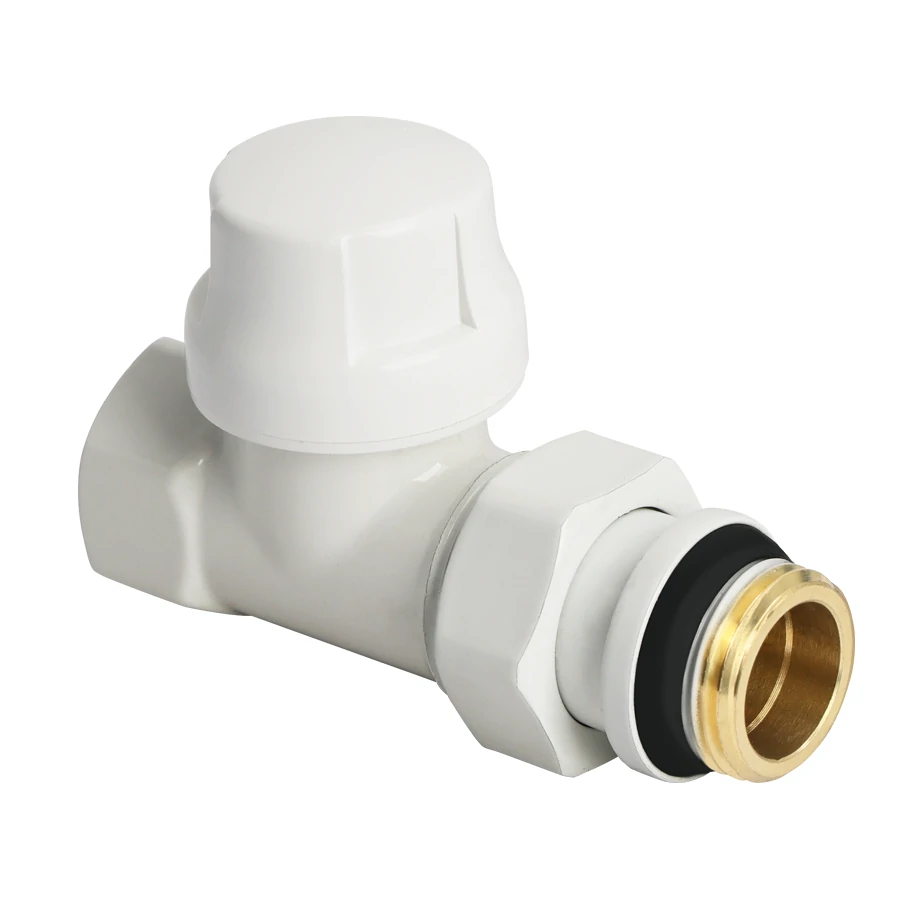 Термостатический клапан (терморегулятор) , 1/2" ВР-НР, прямой,матовый белый