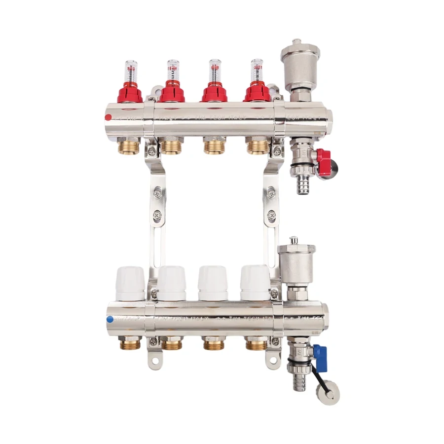 Коллекторная группа 1", 4 ходов, латунный корпус, без кранов