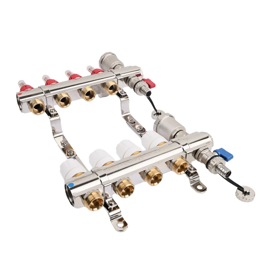 Коллекторная группа 1", 10 ходов, латунный корпус, торцевой без кранов