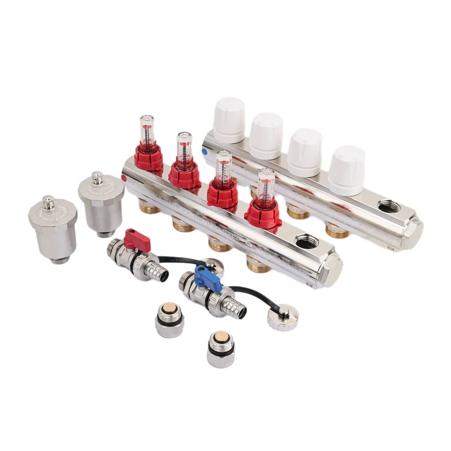 Коллекторная группа 1", 9 ходов, латунный корпус, без кранов