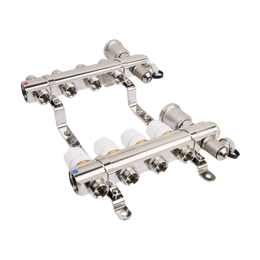 Коллекторная группа 1", 9 ходов, латунный корпус, без расходомера и кранов