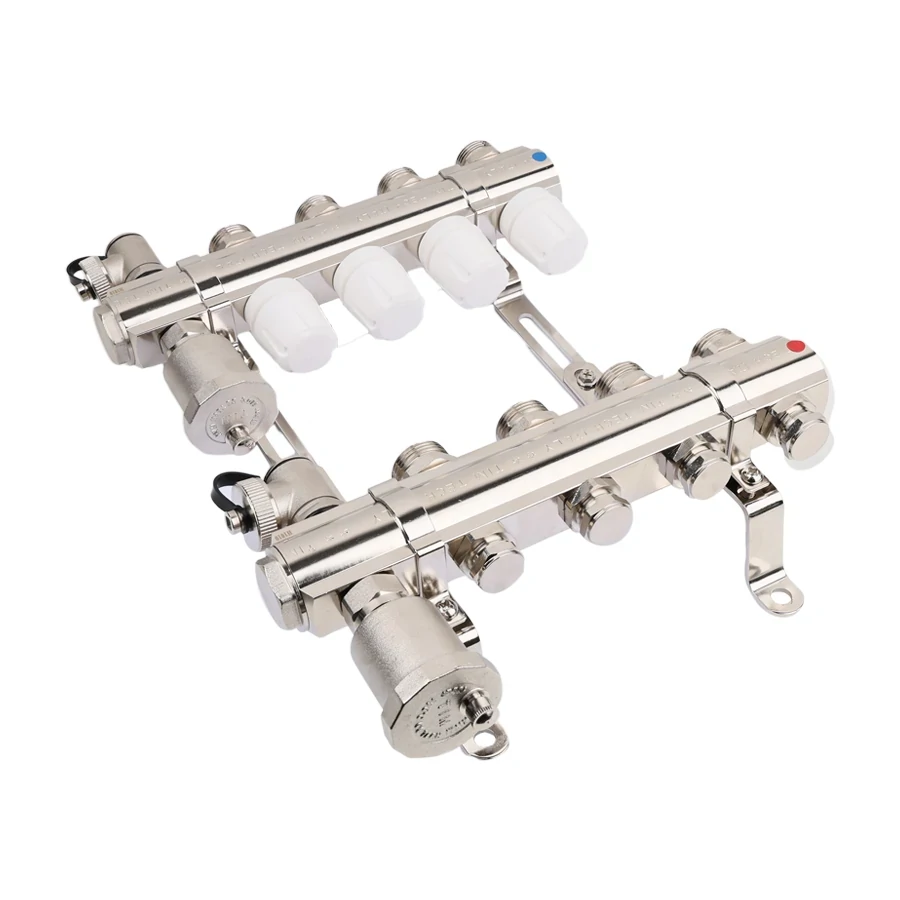 Коллекторная группа 1", 10 ходов, латунный корпус, без расходомера и кранов