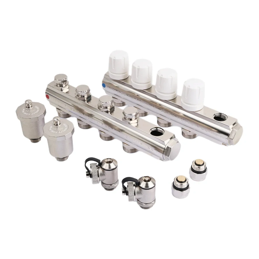 Коллекторная группа 1", 6 ходов, латунный корпус, без расходомера и кранов