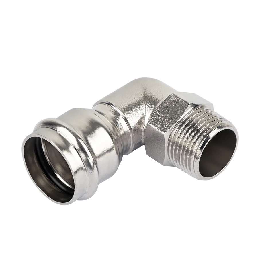 Пресс-угольник из нержавеющей стали с наружной резьбой 22*3/4