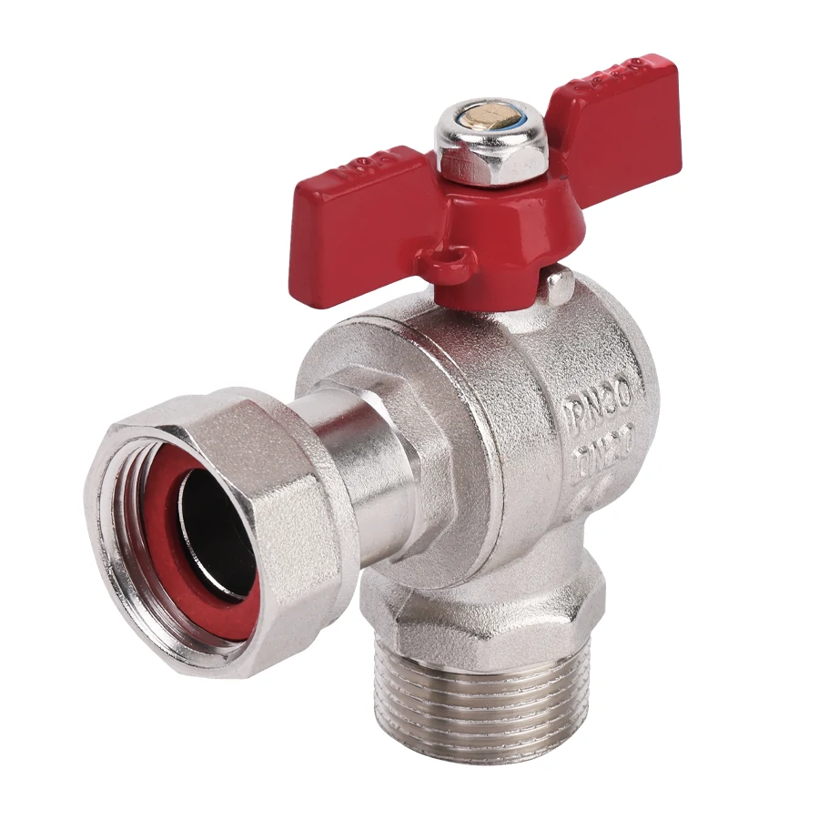 Кран шаровой угловой с накидной гайкой и наружной резьбой 3/4"