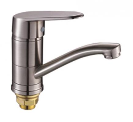 Смеситель для кухни 1-X с кор. изл.(гайка) 40мм Сатин P4509-1