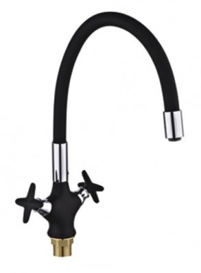 Смеситель для кухни 2-X с гиб. изл. (гайка) Черный P58322-6