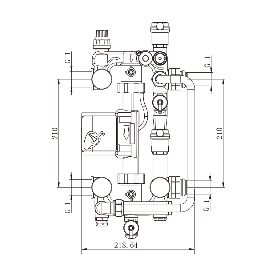 Насосно-смесительный узел для систем напольного и рад. отопления. под насос 180мм